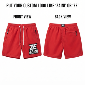 <b>Men</b> Windbreaker <b>Shorts</b> 120 GSM Premium Polyester Taslon <b>Red</b> Lightweight Custom Heat Transfer Logo Zipper Pocket <b>Shorts</b> - Product Image 1
