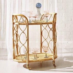 Kitchen coffee serving trolley rattan beverage carts champagne bar cart for event decoration - Product Image 6