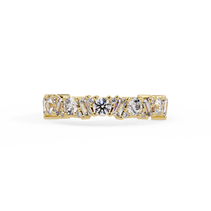 Anillos de media eternidad redondos y con corte baguette de oro amarillo, blanco y rosa de 14 quilates con diamantes cultivados en laboratorio, alianza de boda para mujer, joyería fina. - Product Image 4