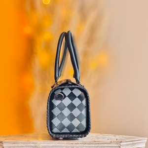 New Fashionable Large Capacity Checkered Design Tooled Cowhide <b>Leather</b> Handbag Hair-On Hide Shoulder Crossbody <b>Bag</b> for Women - Product Image 4