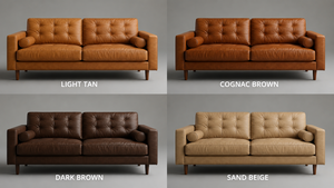 High-End Mid Century Leather Loveseat Button Tufted Back <b>Sofa</b> Vietnam Supply for Home Living Room Furniture - Product Image 6