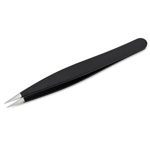 Black Stainless Steel Tweezers Straight Tip Precision Eyelash Eyebrow <b>Hair</b> <b>Removal</b> <b>Tool</b> Custom Logo - Product Image 2