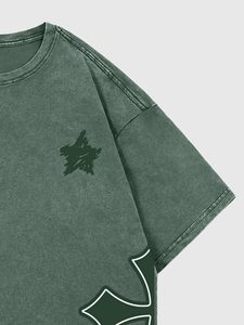 T-shirt Homme Oversize à Cordon, Coupe Boxy, Épaules Tombantes, Manches Courtes, Décontracté, en Coton, Ample, Style Streetwear - Product Image 3