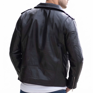Blouson Moto Homme Noir en Cuir PU de Haute Qualité, Col Rabattu, Fermeture Éclair, Coupe Slim, Vêtement d'Extérieur Décontracté pour l'Automne - Product Image 2
