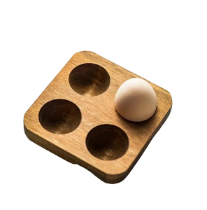 Handmade Wooden Egg Holder Tray Natural Wood Egg Storage <b>Rack</b> for Kitchen Farmhouse and Home Decor Usage Supplies From India - Product Image 2