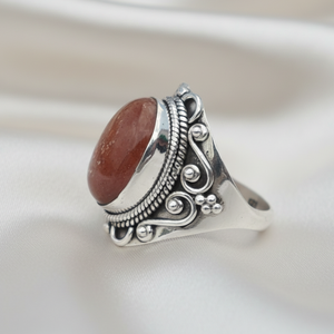 Natural Sunstone Gemstone <b>Ring</b> 925 Sterling <b>Silver</b> Handmade Vintage <b>Statement</b> <b>Ring</b> for Women Boho Jewelry Gift - Product Image 3