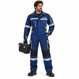 Combinaison de travail en coton pour homme, manches longues, combinaison industrielle, uniforme de mécanicien, vêtements de travail robustes - Product Image 1