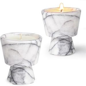 Candela Artigianale di Lusso Profumata in Contenitore di Marmo, 1 Set, in Cera di Soia Atossica, Riutilizzabile, con Barattolo in Pietra, Candela Distintiva in Pietra con Storia - Product Image 1