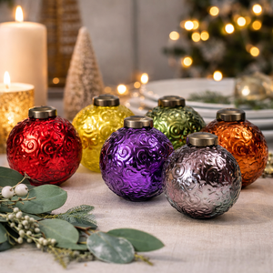 Boule de Noël en verre mercure gaufré |   Décoration de style vintage pour une ambiance festive à la maison et un décor d'arbre classique. - Product Image 2