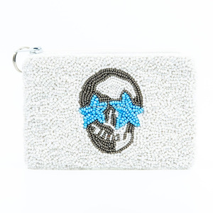 Porte-monnaie miniature en perles de crâne fait à la main, mini sac, yeux d'étoile, fermeture magnétique, pochette pliable portable, cadeau pour elle, Halloween - Product Image 4