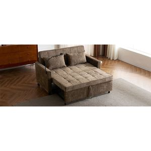 Divano Letto Estraibile da 144,5 cm con Schienale Reversibile, Tasche Laterali e Due Porte USB per Telefoni, Ideale per Spazi Ristretti - Product Image 2