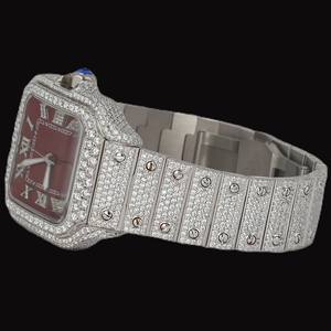 Nuevo Reloj de Lujo con Certificado de Moissanita, Caja Cuadrada con Números Romanos, Esfera Roja, Estilo Hip Hop, Brillante, Colección Personalizada para Fiestas - Product Image 2