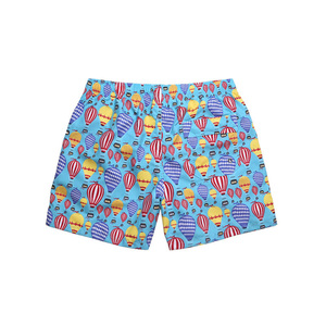 Men's Blue Geometric Print Breathable Quick Dry Polyester Casual Beach Shorts Mid Waist Drawstring Swim Trunks - Product Image 2