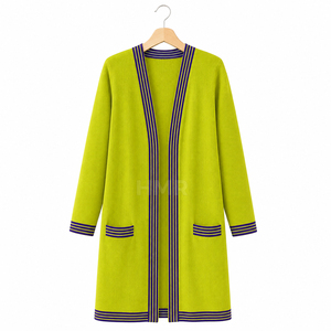 Cárdigan Elegante de Manga Larga para Mujer, Estilo Casual, con Dobladillo a Rayas en Contraste, de la Hermandad HMR - Product Image 5