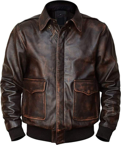 Chaqueta de Cuero Genuino para Hombre, Cuello Camisero, Cierre de Cremallera, Estilo Motero, Logotipo Frontal Personalizable - Product Image 4