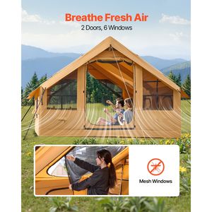 Tenda Glamping Gonfiabile di Lusso per 5-8 Persone, Facile da Montare, 2 Lucernari, Materiale TPU, Pompa Manuale Inclusa - Product Image 6