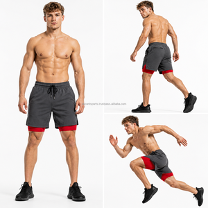 Custom Woven Label Two <b>Layer</b> Performance Shorts Lightweight Polyester Spandex Inner Liner Dual Side Pockets Private Sports - Product Image 5