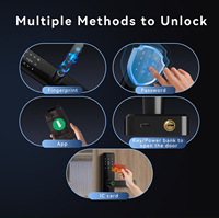 Cerradura Inteligente WiFi Negra Moderna con Aplicación TTLock, Huella Dactilar, Código PIN, Tarjeta RFID y Llave Mecánica, Resistente al Agua IP65