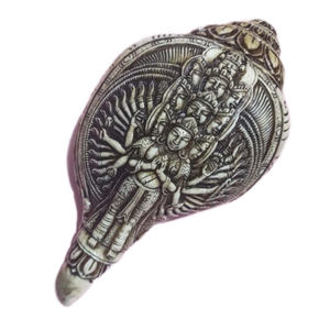 8 signes porte-bonheur religieux sculptés à la main en coquille de conque naturelle, son de mer, 9x13 pouces, objet d'art de collection, artisanat népalais - Product Image 4