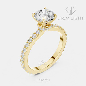 Bague de fiançailles en or blanc 14 carats avec diamant de laboratoire 1,00 carat, couleur F+, clarté VS+, taille ronde, sertissage pavé, bague de mariage - Product Image 6