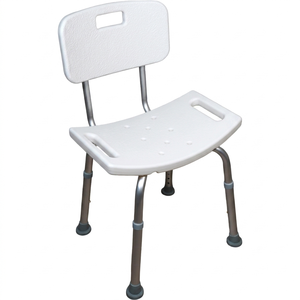 Aluminum Alloy Modern Shower Chair <b>Height</b> <b>Adjustable</b> Shower Seat Elderly Disabled Bath <b>Stool</b> non Skid feet DIY No Tools required - Product Image 1