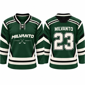 Maillot de hockey sur glace personnalisé de haute qualité, imprimé par sublimation, brodé, en polyester, uniforme d'entraînement pour hommes, couleur bordeaux - Product Image 2