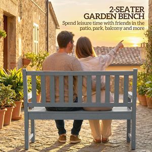 Panca da Giardino in HDPE Grigia per 2 Persone con Capacità di 240 Kg, Seduta Curva per Esterni, Patio, Veranda, Parco, Prato, Cortile - Product Image 4