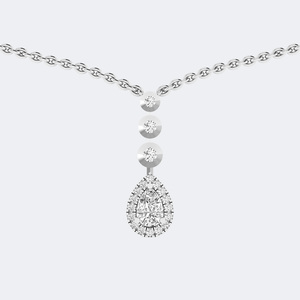 Collier avec pendentif en diamant rond brillant 0,60 carat avec halo et serti clos - Product Image 5