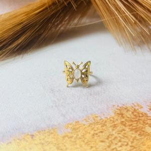 Butterfly <b>Ring</b> 18K Gold Plated Moonstone Brass Modern Bezel Set Women's Gemstone Daily Wear - Product Image 1