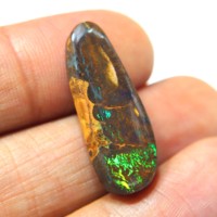 Ópalo de Boulder Natural de Australia, Cabujón Hecho a Mano, Gema de Ópalo Verde Fuego para Joyería