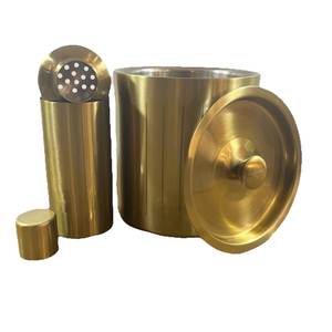 Decorative luxury brass ice bucket for <b>serving</b> drinks with elegant design sturdy construction and insulated body - Product Image 2