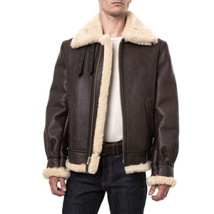 Custom <b>Men</b> Winter Leather <b>Jacket</b> Faux Fur Collar Zip Up Bomber <b>Warm</b> Vintage Style <b>Jacket</b> For Unisex Comfort Wear - Product Image 5