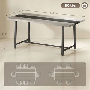 Gray Rectangular <b>Dining</b> <b>Table</b> <b>for</b> Living Room and Office <b>Desk</b> Use - Product Image 6