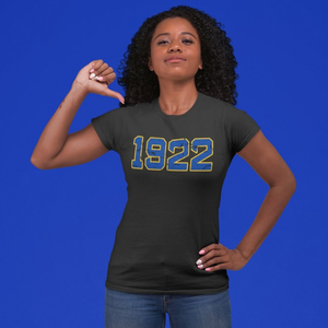 Camiseta Personalizada de Algodón con Letras Desgastadas de Sigma Gamma Rho 1922 para Mujer, Diseño Gráfico de Hermandad Griega, Cuello Redondo, Estilo Vintage, Informal - Product Image 1