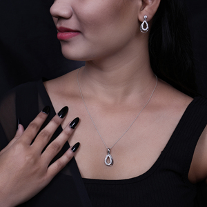 925 Silver Teardrop Earrings & Necklace <b>Set</b> <b>Gift</b> for Necklace Ring Earrings for Women <b>Girls</b> Fashionable Jewelry Supply Bulk Her - Product Image 4