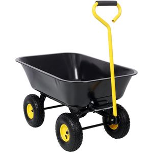 Carrello da Giardino Grande con Capacità di 270 kg, Ruote da 10 Pollici, Carrello Ribaltabile in Metallo Nero per Giardinaggio e Costruzioni - Product Image 5
