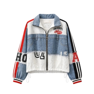 Último Modelo Chaqueta con Capucha de Mezclilla Estilo Universitario de Lujo para Mujer, Marca de Moda, Venta al por Mayor, de Gran Calidad - Product Image 2