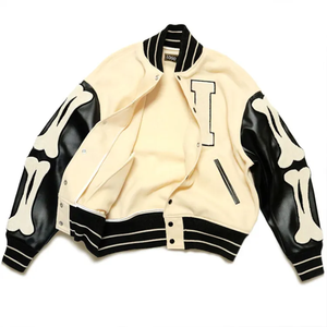 Veste de baseball varsity surdimensionnée en laine et cuir brodée sur mesure pour homme, style streetwear - Product Image 2