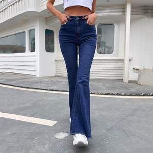 Haute qualité Vintage Street Style femmes jean jambe large Denim broderie florale Stretch mi-lavage coton Polyester Spandex - Product Image 2