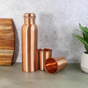 <b>Copper</b> Luxury Water Bottle Embossed Dotted Design Reusable Eco Friendly Large Capacity Kitchen Use <b>Screw</b> Cap Storage - Product Image 2