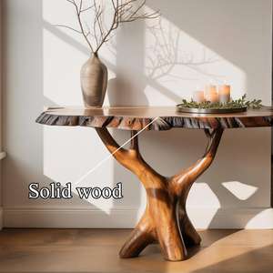 Handmade Solid <b>Wood</b> Console <b>Table</b> - <b>Rustic</b> Farmhouse Decor Solid Natural <b>Wood</b> Entryway Mid Century Home Decor - Product Image 5