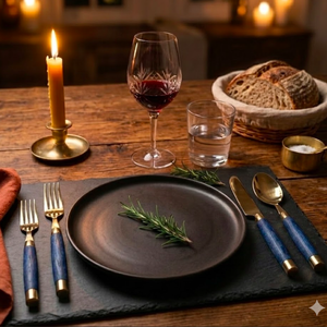 Ensemble de couverts en acier inoxydable, résistant au lave-vaisselle, design élégant, vaisselle de luxe, couverts de table, poignée en résine - Product Image 3
