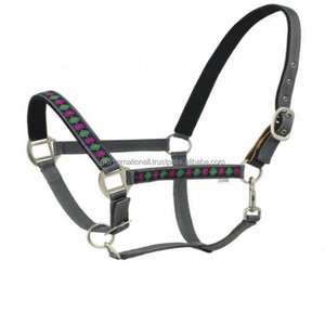 Cabestro de caballo de nailon con relleno de Argyle, suave y cómodo, con nobuk de gamuza en la nariz y corona, herrajes con acabado de latón - Product Image 3