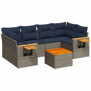 Set Divano da Esterno 7 Pezzi in Polyrattan Grigio con Cuscini - Esclusiva USA - Product Image 2