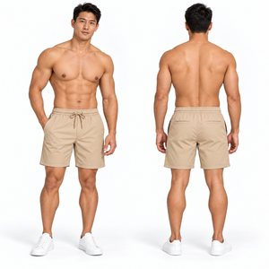 Pantalones Cortos Bermuda para Hombre, Color Verde Oliva, Cintura Media, Cierre con Cordón, Estilo Deportivo, con Bolsillos Delanteros y Traseros, Tela Microelástica - Product Image 4