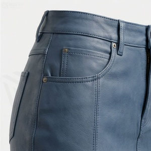 Jupe crayon mini en similicuir taille haute pour femme avec poche, couleur unie, design brillant, à porter toute l'année - Product Image 5