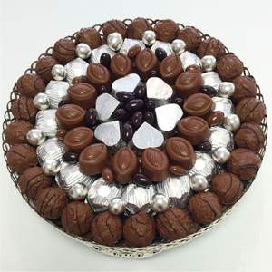 Petit plateau de service doré avec poignées, plateau décoratif en métal pour bougies, centre de table vintage pour mariage, plateau de luxe pour desserts et bijoux - Product Image 3