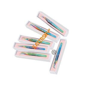 Pince à cils personnalisée avec logo privé pour extensions de cils, pince isolante noire, vente chaude - Product Image 4