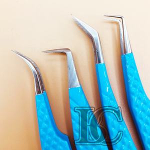 Nouvelle arrivée pince à épiler durable en acier inoxydable Evil Eyelash Extensions Blue & White Beautiful Charm vison Logo Tweezer - Product Image 3