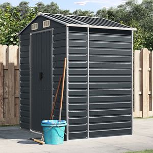 Anthracite 75.2 "x 51.2" x 78 "Abri de jardin en acier galvanisé pour le stockage - Product Image 1